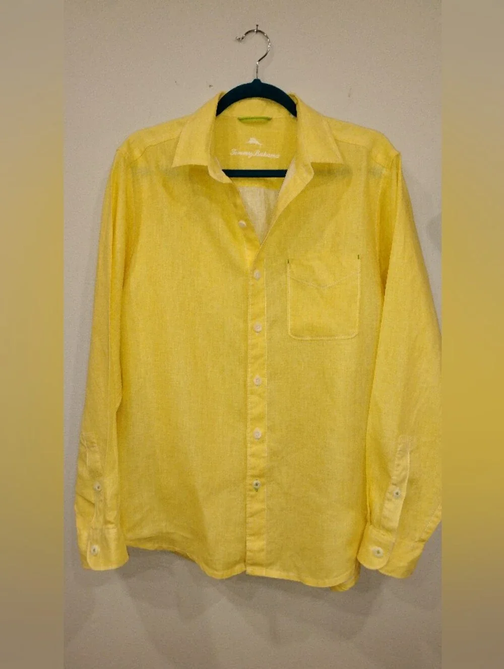 BRIGHT TOMMY BAHAMA YELLOW LINEN SHIRT